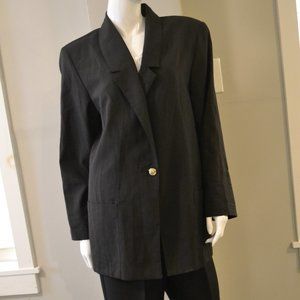 Black Lightweight Linen Blend Blazer Jacket Size XL